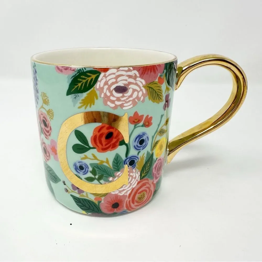 ANTHROPOLOGIE x‎ RIFLE PAPER CO MONOGRAM C FLORAL MUG